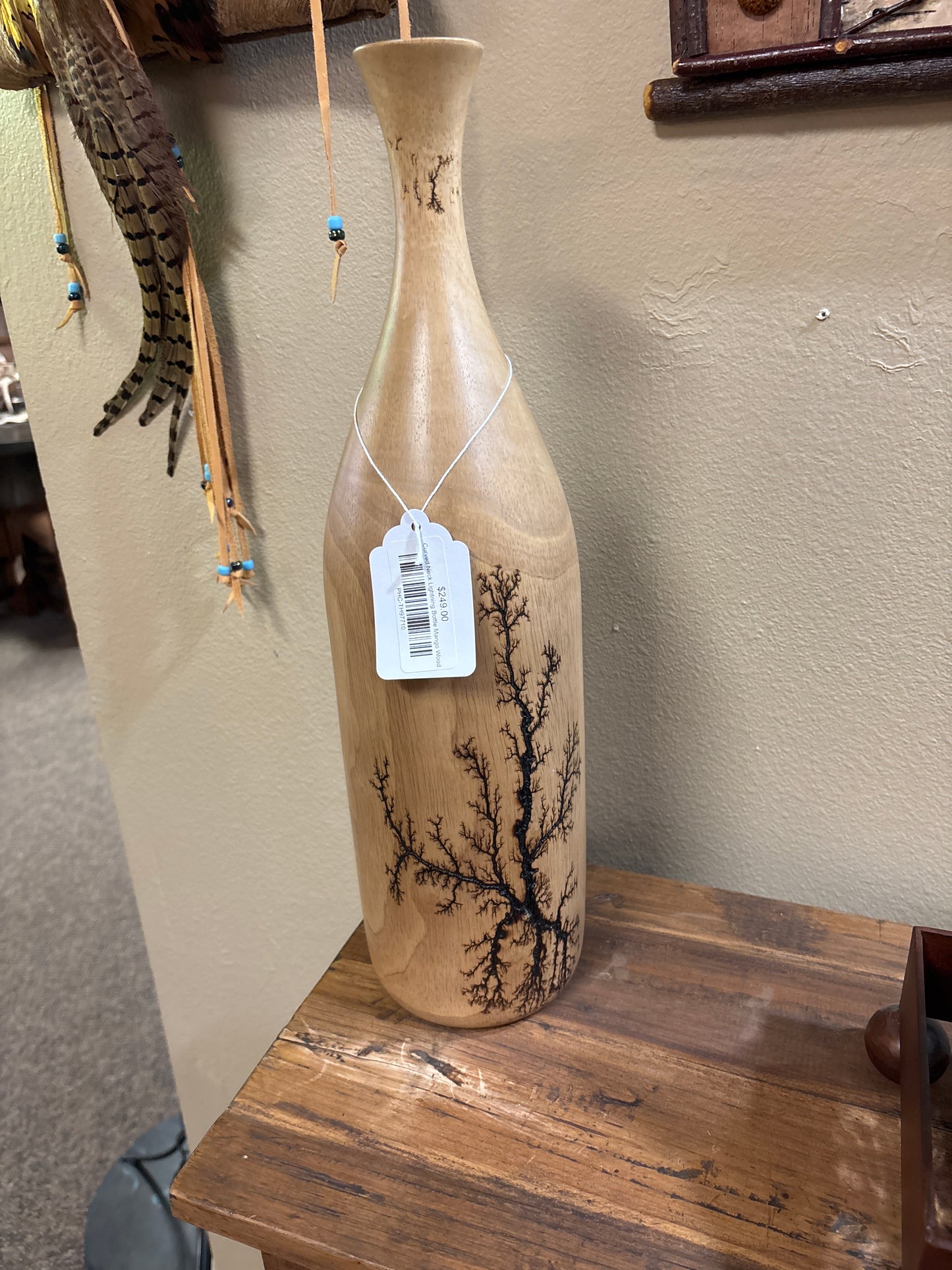 Curved Neck Lightning Bottle Mango Wood