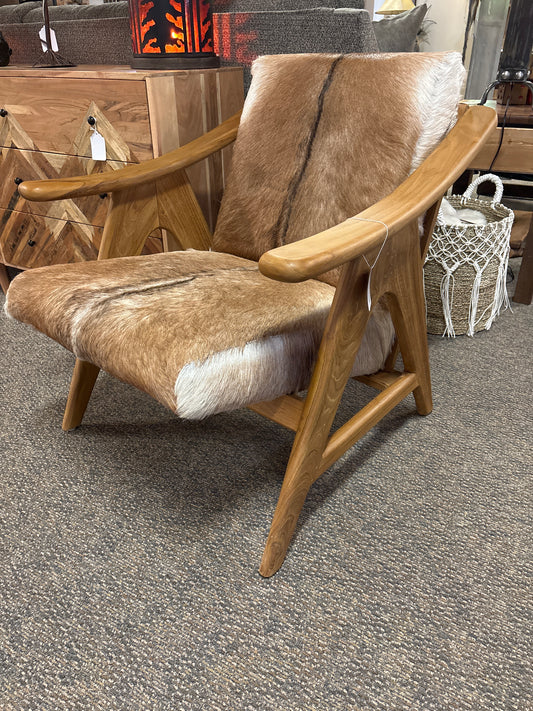 Goat Hide & Teak Wood Occasional Chair