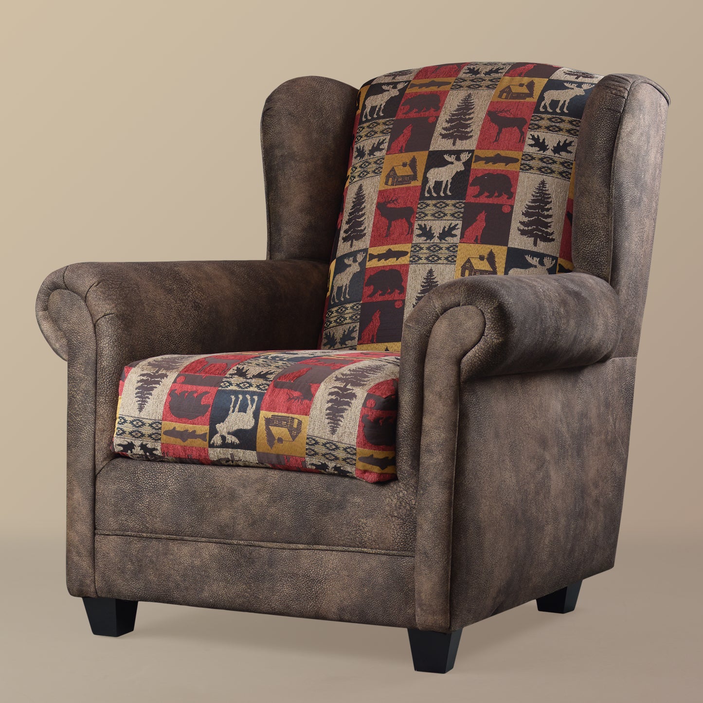 Emmett Chair Wrangler Chestnut with Fairbanks Red