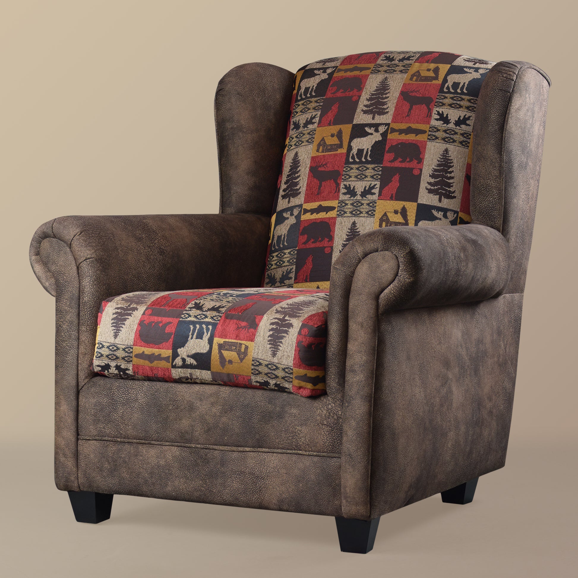 Emmett Chair Wrangler Chestnut with Fairbanks Red